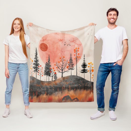 Boho抽象芸術横(13) フリースブランケット (インサイチュ)