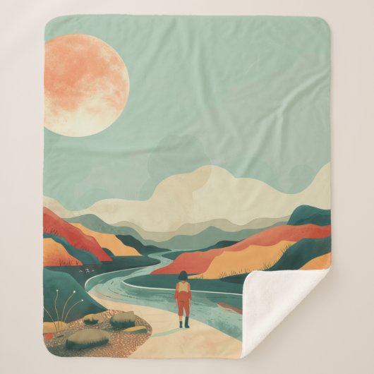 Boho抽象芸術横(14) シェルパブランケット (正面)