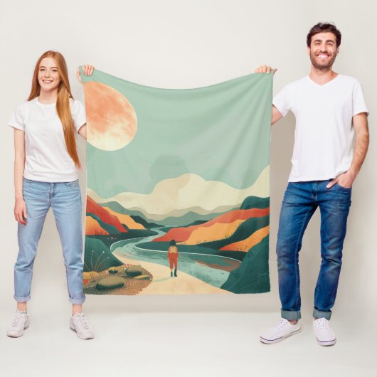 Boho抽象芸術横(14) フリースブランケット (インサイチュ)