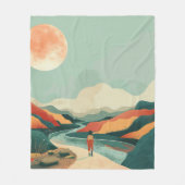 Boho抽象芸術横(14) フリースブランケット (正面)