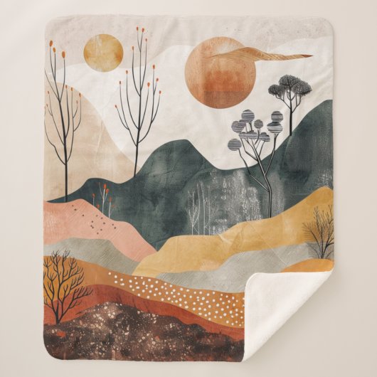 Boho抽象芸術横(15) シェルパブランケット (正面)