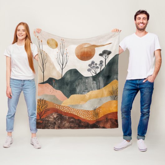 Boho抽象芸術横(15) フリースブランケット (インサイチュ)