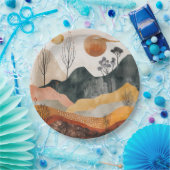 Boho抽象芸術横(15) ペーパープレート (パーティー)