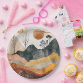 Boho抽象芸術横(15) ペーパープレート (パーティー)