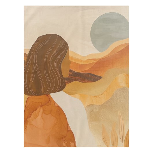 Boho抽象芸術横(17) テーブルクロス (正面)