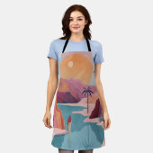 Boho抽象芸術横(18) エプロン (着用した状態)