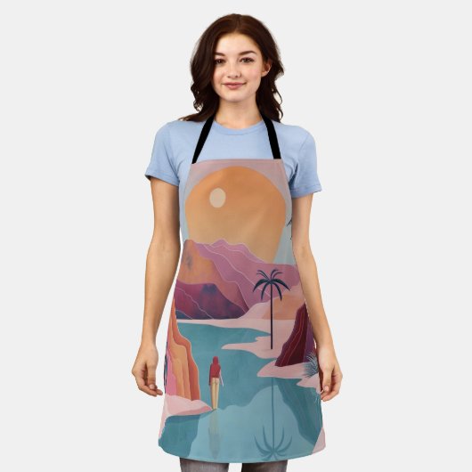 Boho抽象芸術横(18) エプロン (着用した状態)