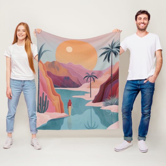 Boho抽象芸術横(18) フリースブランケット (インサイチュ)