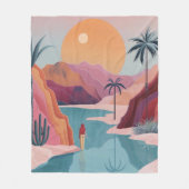 Boho抽象芸術横(18) フリースブランケット (正面)