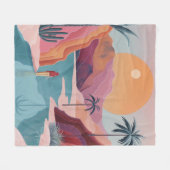 Boho抽象芸術横(18) フリースブランケット (正面(横))