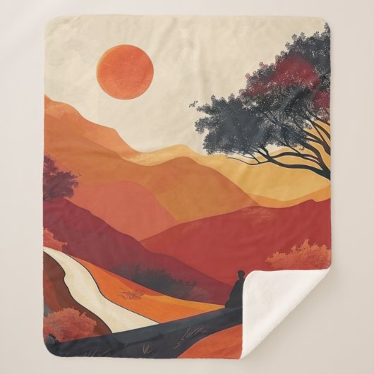 Boho抽象芸術横(19) シェルパブランケット (正面)