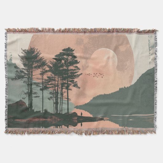 Boho抽象芸術横(1) スローブランケット (正面)