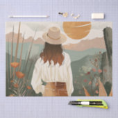 Boho抽象芸術横(20) 薄葉紙 (クラフト)