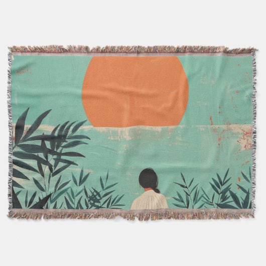Boho抽象芸術横(22) スローブランケット (正面)