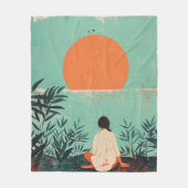 Boho抽象芸術横(22) フリースブランケット (正面)