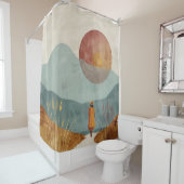 Boho抽象芸術横(23) シャワーカーテン (インサイチュ)