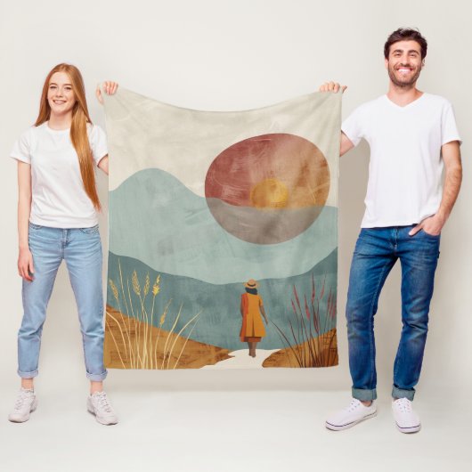 Boho抽象芸術横(23) フリースブランケット (インサイチュ)