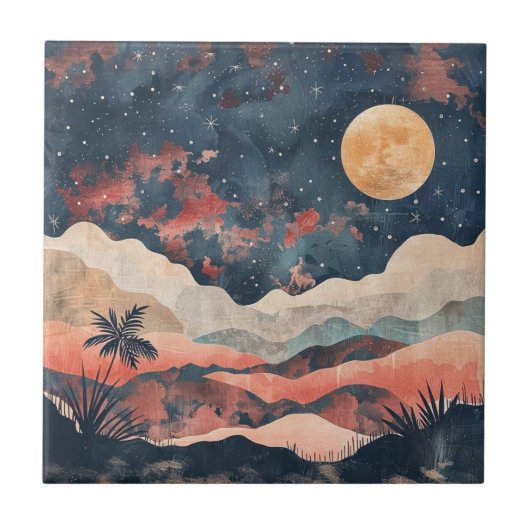 Boho抽象芸術横(24) タイル (正面)