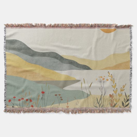 Boho抽象芸術横(25) スローブランケット (正面)