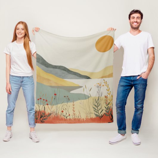 Boho抽象芸術横(25) フリースブランケット (インサイチュ)