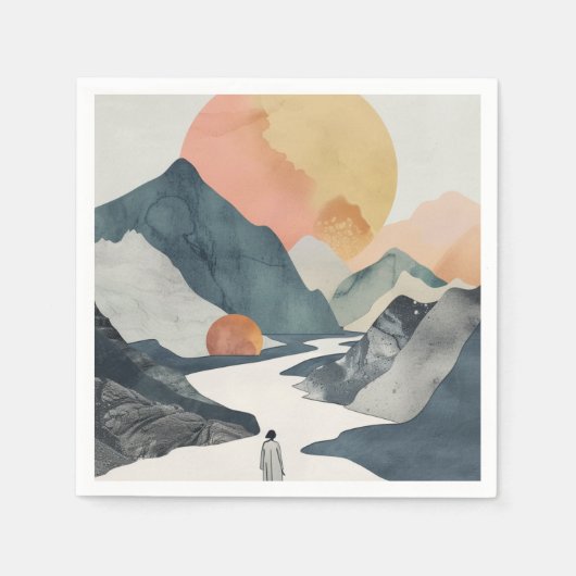 Boho抽象芸術横(2) スタンダードカクテルナプキン (正面)