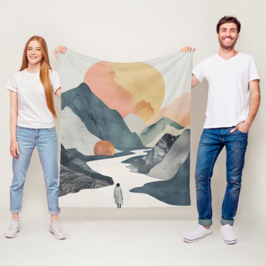 Boho抽象芸術横(2) フリースブランケット (インサイチュ)