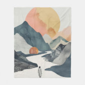 Boho抽象芸術横(2) フリースブランケット (正面)