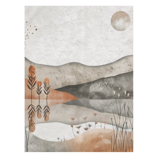 Boho抽象芸術横(3) テーブルクロス (正面)