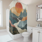 Boho抽象芸術横(5) シャワーカーテン (インサイチュ)
