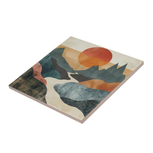 Boho抽象芸術横(5) タイル (側面)