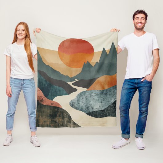 Boho抽象芸術横(5) フリースブランケット (インサイチュ)