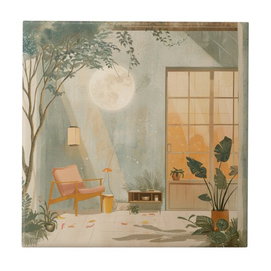 Boho抽象芸術横(6) タイル (正面)