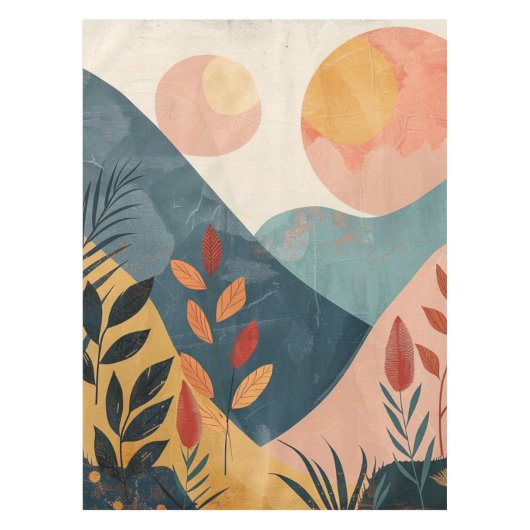 Boho抽象芸術横(8) テーブルクロス (正面)