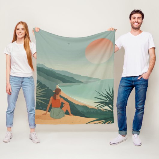 Boho抽象芸術横(9) フリースブランケット (インサイチュ)