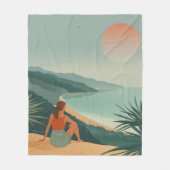 Boho抽象芸術横(9) フリースブランケット (正面)