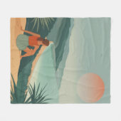 Boho抽象芸術横(9) フリースブランケット (正面(横))