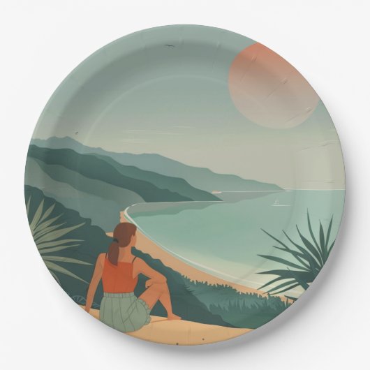 Boho抽象芸術横(9) ペーパープレート (正面)