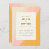 Boho抽象芸術水彩ピンクイエロー結婚ズ 招待状 (正面/裏面)