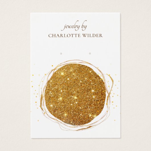 Boho抽象芸術金ゴールドグリッター円イヤリング表示 (正面)