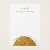 Boho抽象芸術金ゴールドグリッター円イヤリング表示 (正面)