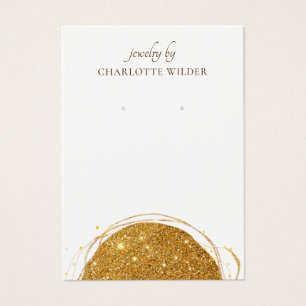 Boho抽象芸術金ゴールドグリッター円イヤリング表示