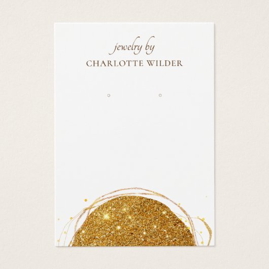 Boho抽象芸術金ゴールドグリッター円イヤリング表示 (正面)