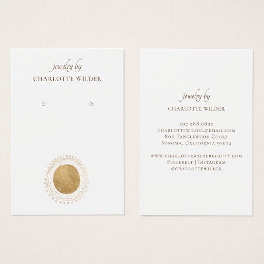 Boho抽象芸術金ゴールドサークルイヤリング表示カード (正面&裏面)