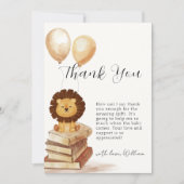 Boho新しいチャプター野生ライオン気球ベイビーシャワー サンキューカード (正面)