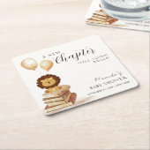 Boho新しいチャプター野生ライオン気球ベイビーシャワー スクエアペーパーコースター (アングル)