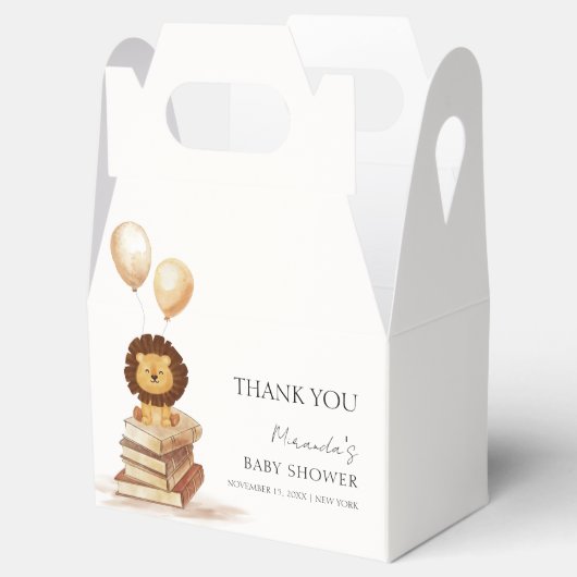Boho新しいチャプター野生ライオン気球ベイビーシャワー フェイバーボックス (オープン)