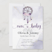 BOHO新生児アメジストほこりっぽいバラドリームキャッチャー 招待状 (正面)