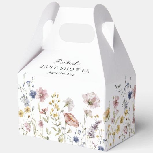 Boho新鮮なワイルドフラワーカスタムズ赤ちゃんシャワー フェイバーボックス (正面)