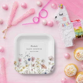 Boho新鮮なワイルドフラワーベビーシャワー ペーパープレート