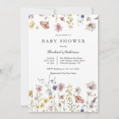 Boho新鮮なワイルドフラワーベビーシャワー 招待状 (正面)